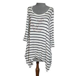 Nautical Anchor Rhinestone Embellished Top Size Large